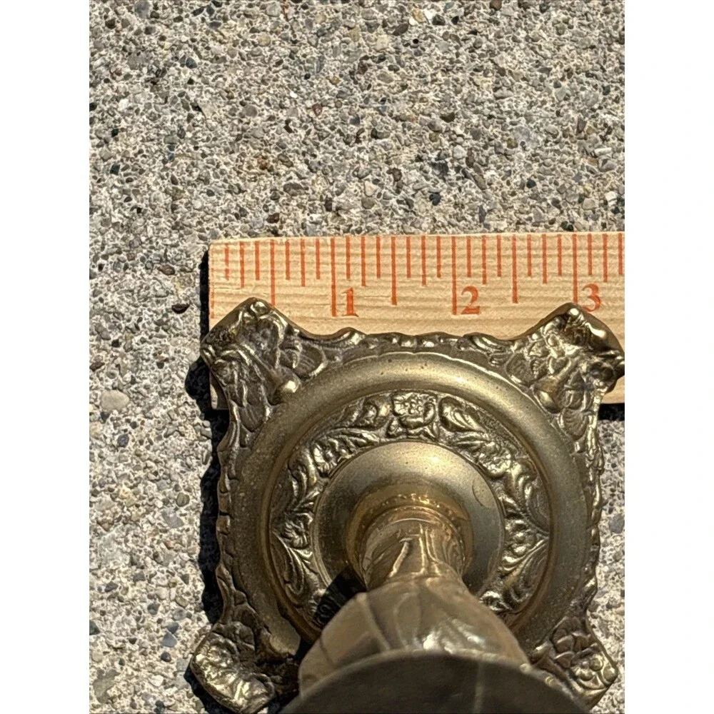 Vintage Brass Candlestick Rococo Baroque Floral Taper India Victorian Heavy